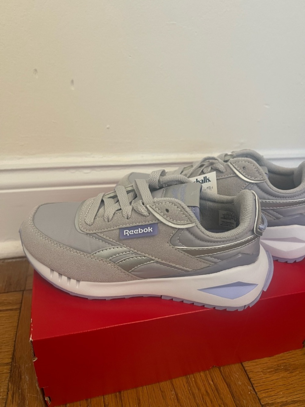 Reebok Kids' Light Gray and White Low-Top Sneakers